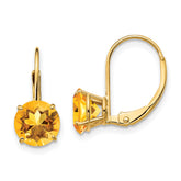 14k 7mm Citrine Leverback Earrings